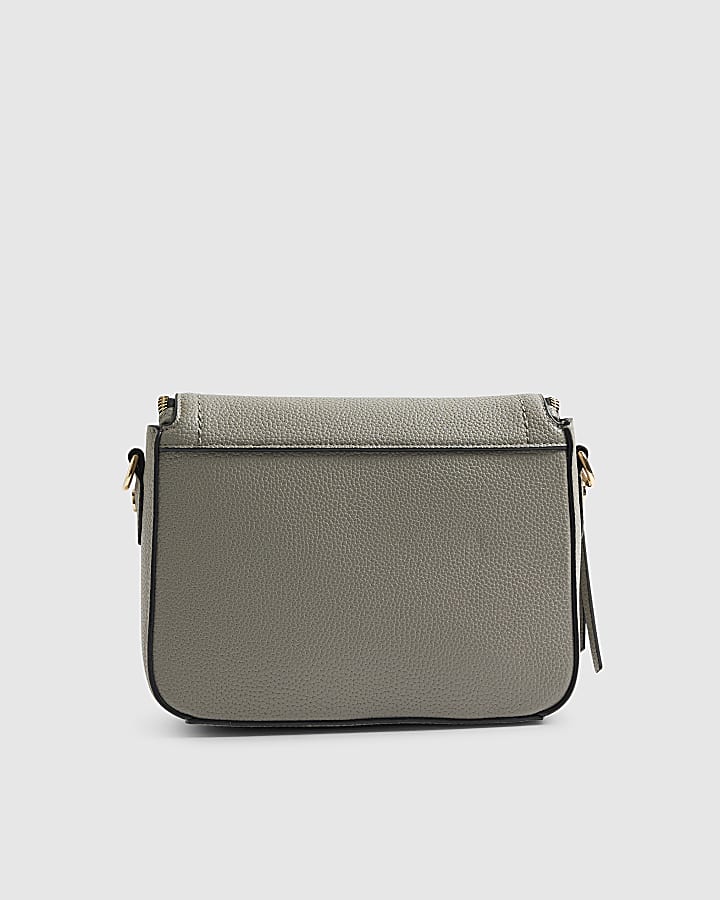 Grey Zip Detail Crossbody Bag
