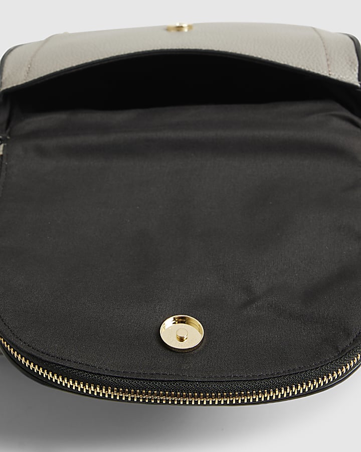 Grey Zip Detail Crossbody Bag