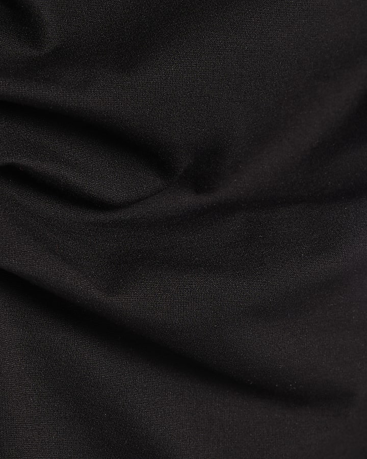 Black Stretch Sleeveless Drape Top