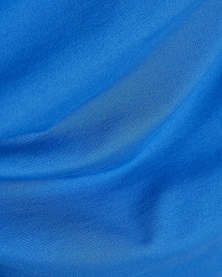 Blue Sleeveless Ponte Drape Top