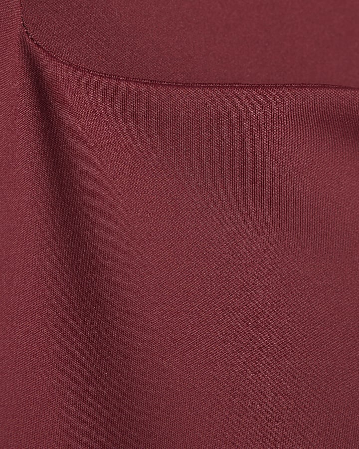 Red Square Neck Fitted Top