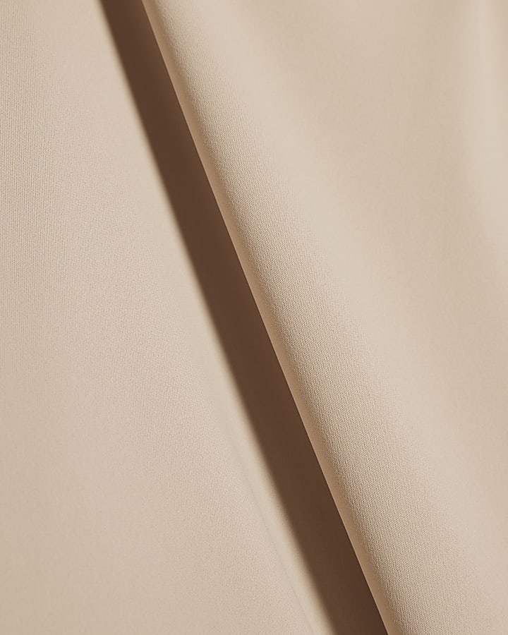 Beige Square Neck Fitted T-shirt