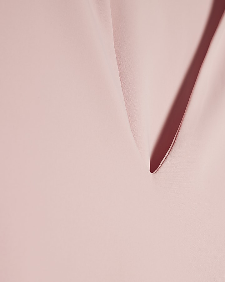 Pink Plunge Neckline Long Sleeve Bodysuit