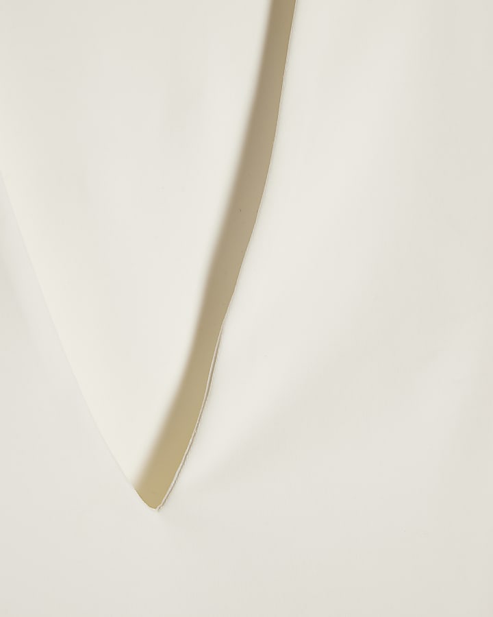 White Plunge Neckline Long Sleeve Bodysuit