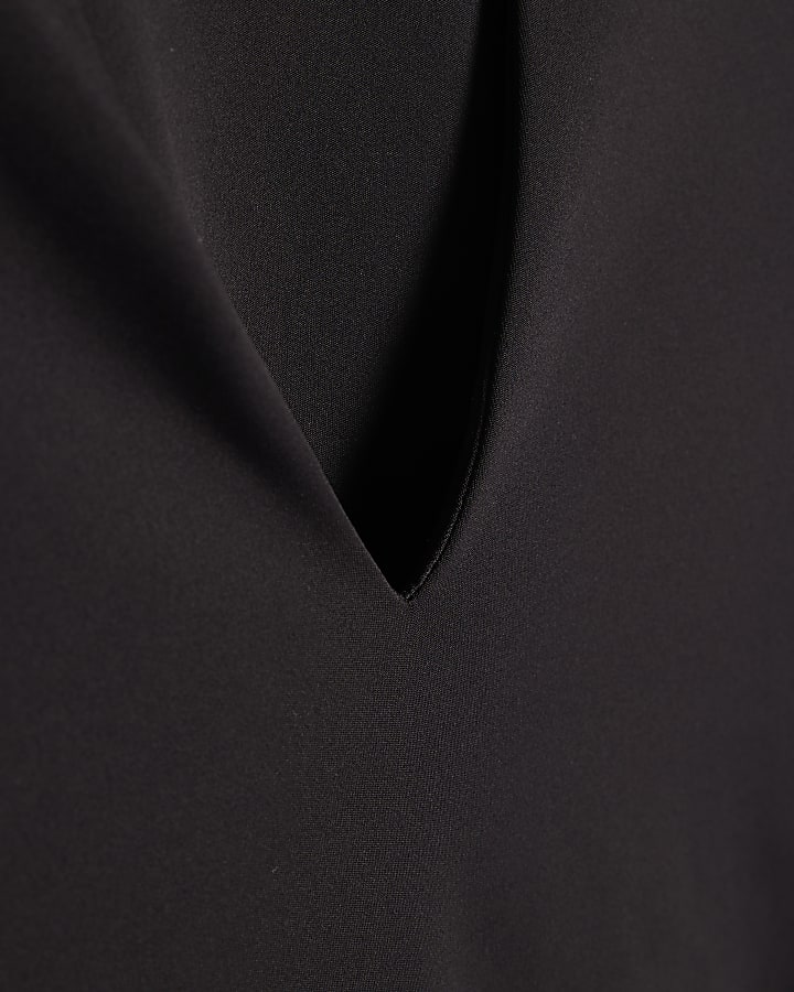 Black Plunge Neckline Long Sleeve Bodysuit