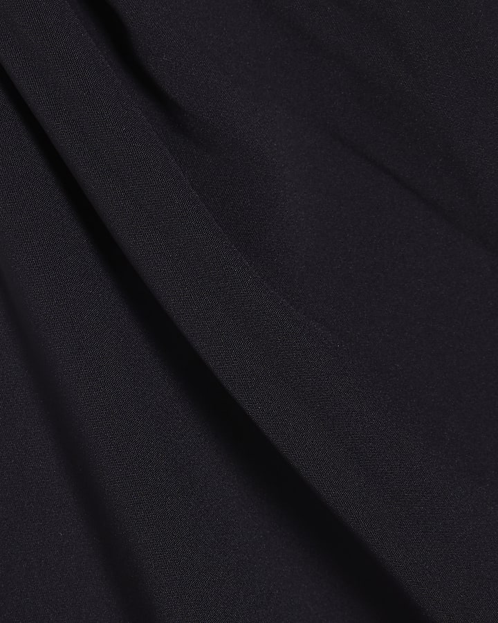 Black Sleeveless Slash Neck Top