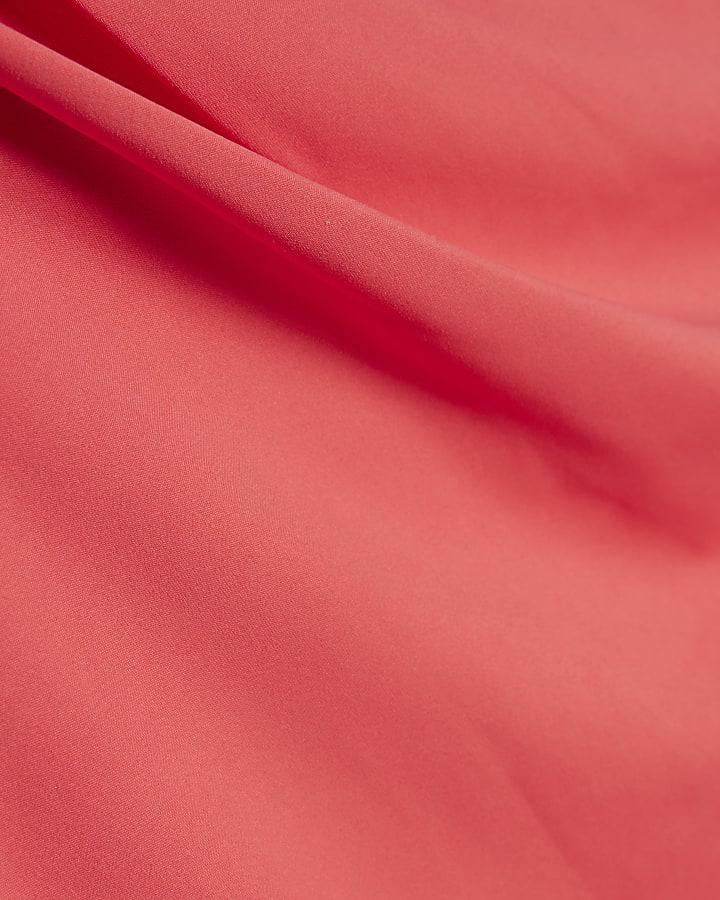 Pink Gathered Neck Sleeveless Top