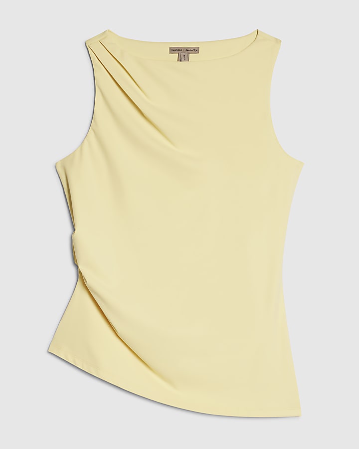 Yellow Sleeveless Slash Neck Top