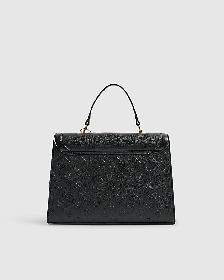 Black Embossed Charm Tote Bag