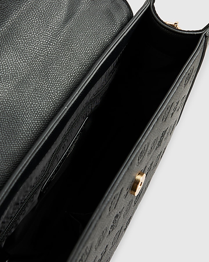 Black Embossed Charm Tote Bag