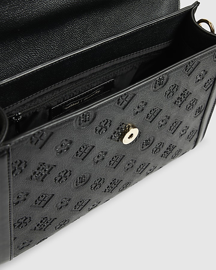 Black Embossed Charm Tote Bag