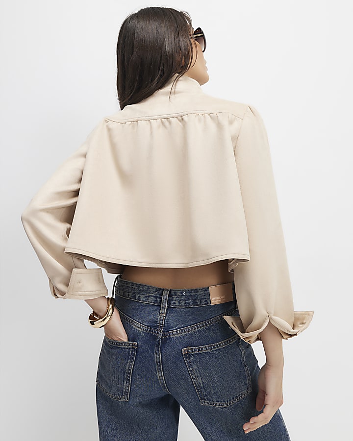 Pink Faux Suede Long Sleeve Jacket