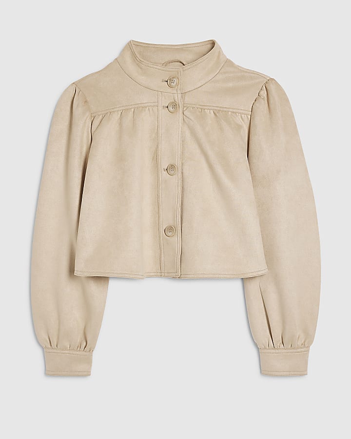 Pink Faux Suede Long Sleeve Jacket