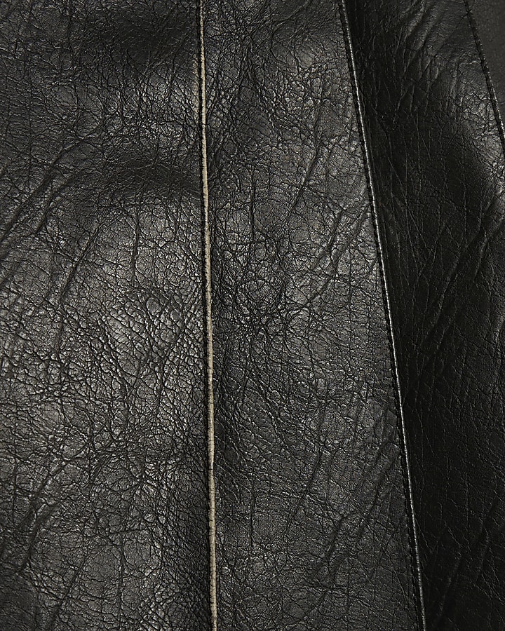 Black Faux Leather Pleated Mini Skirt