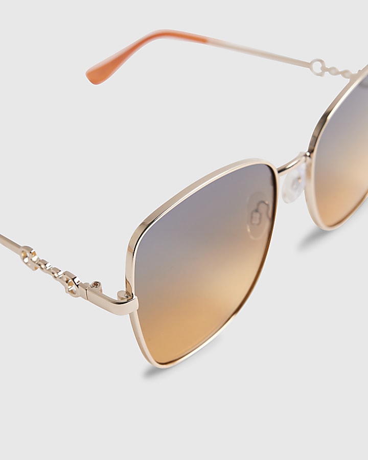 Gold Ombre Square Oversized Sunglasses
