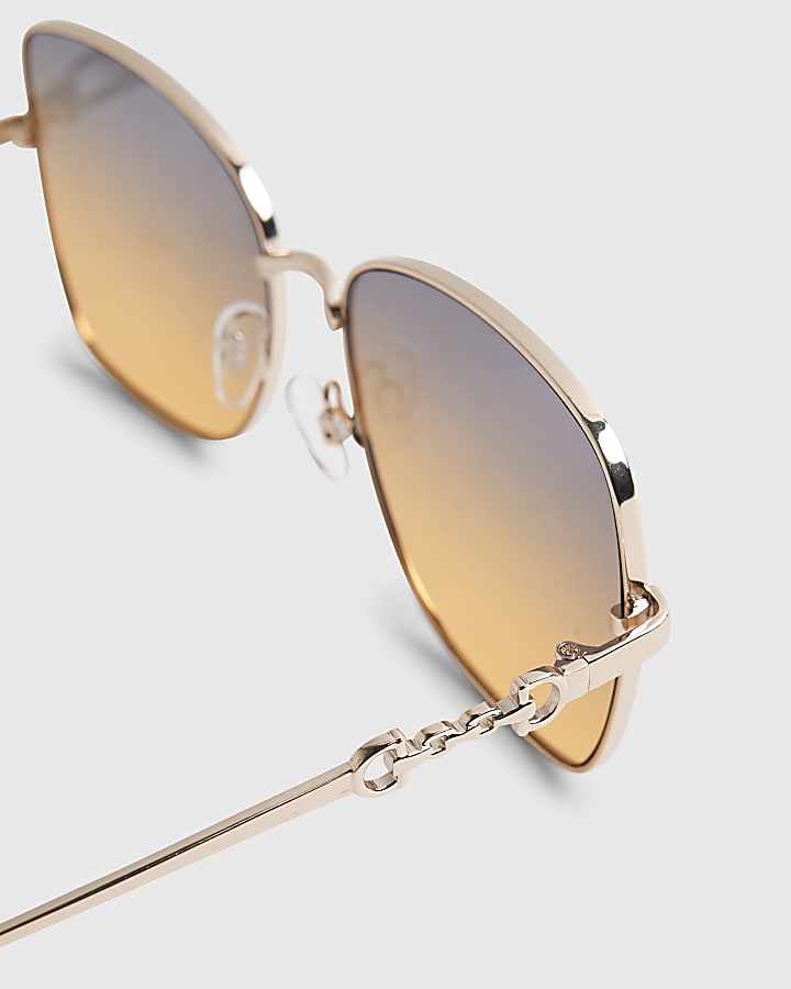 Gold Ombre Square Oversized Sunglasses