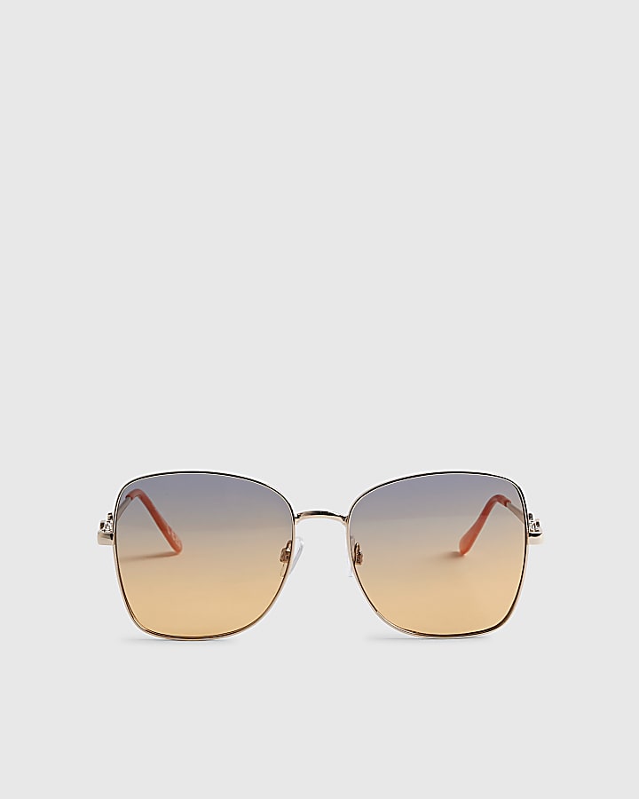 Gold Ombre Square Oversized Sunglasses
