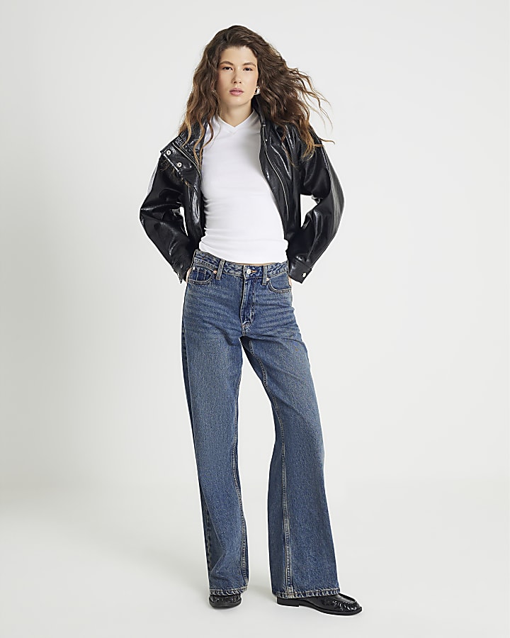 White Short Sleeve High V Neck Ribbed Top