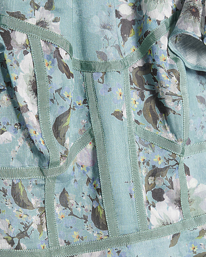 Blue Floral Ruffle Mini Dress