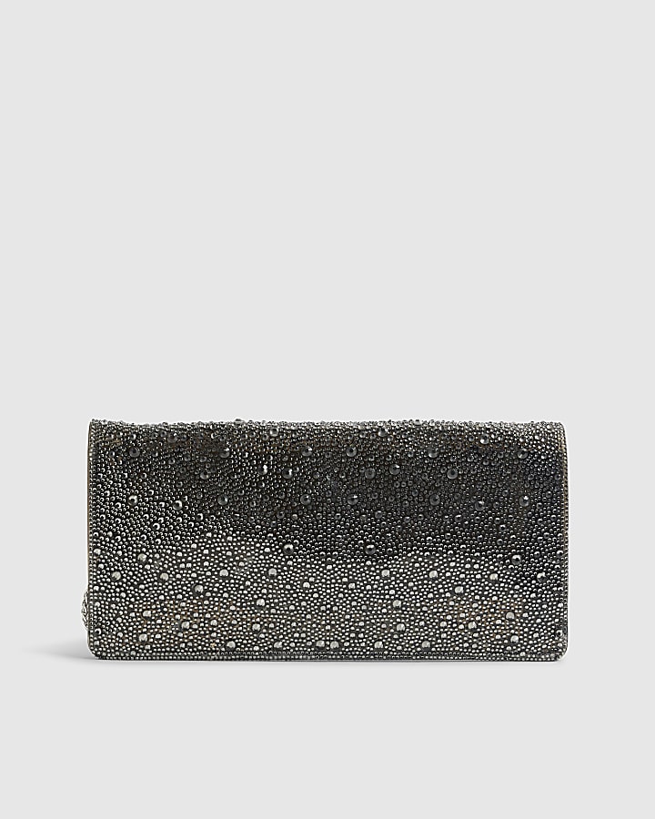 Grey Perspex Diamante Clutch