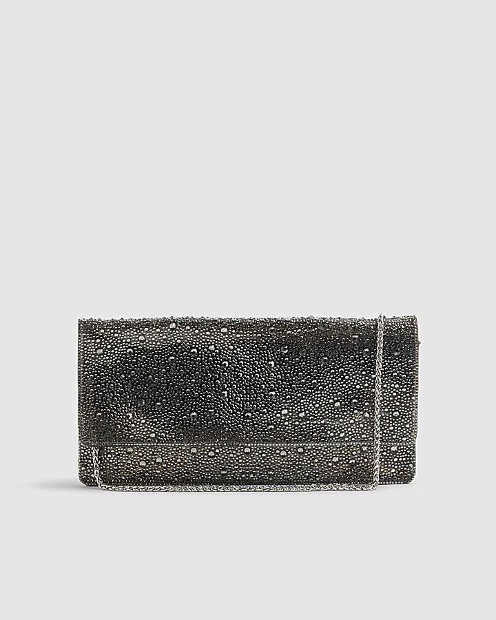 Grey Perspex Diamante Clutch