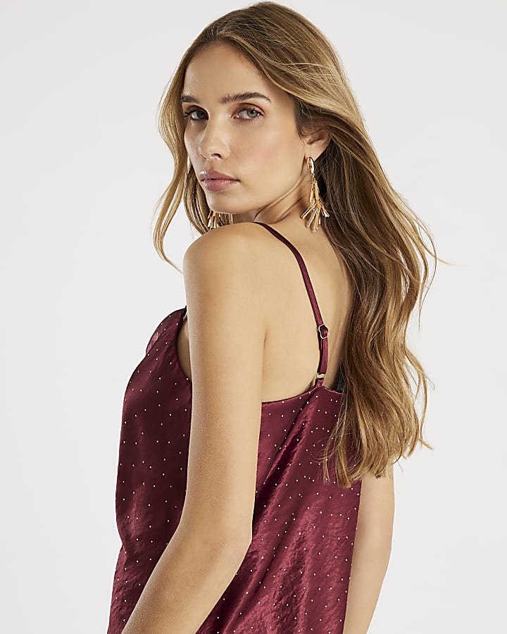 Red Diamante Cami Top
