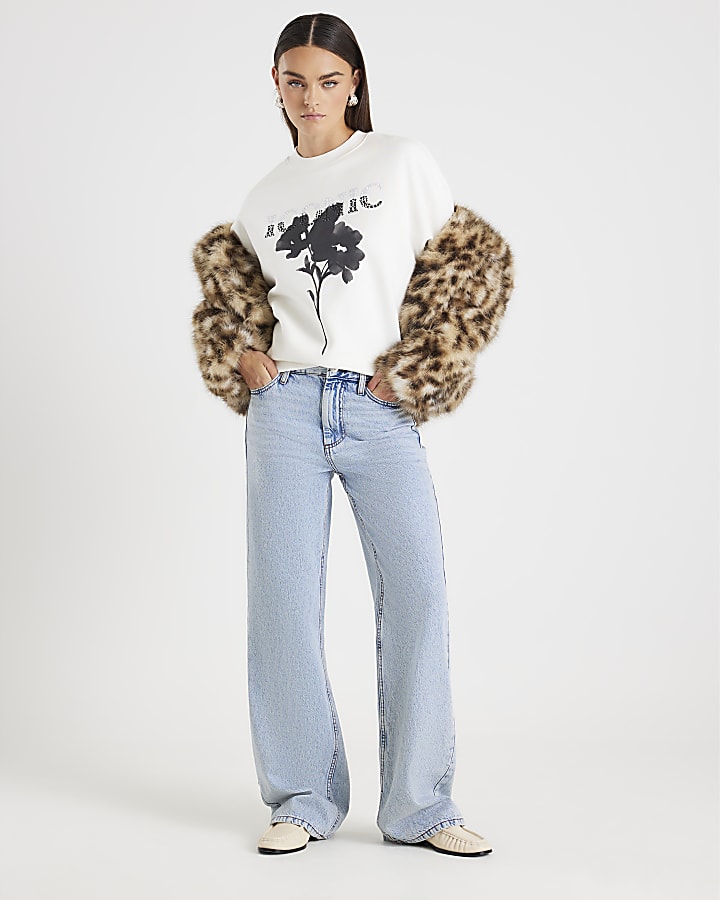 White Long Sleeve Iconic Flower Sweatshirt
