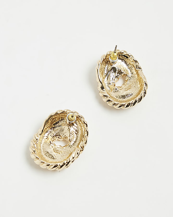 Gold Diamante Twist Studs