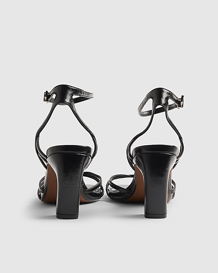 Black Caged Sandal Heels