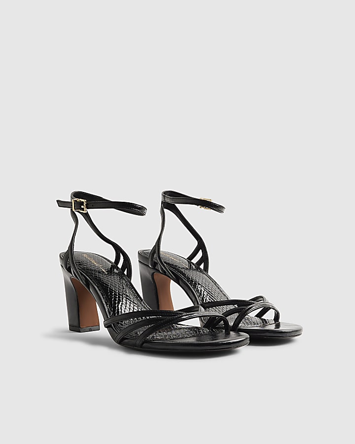 Black Caged Sandal Heels