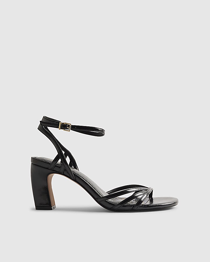 Black Caged Sandal Heels