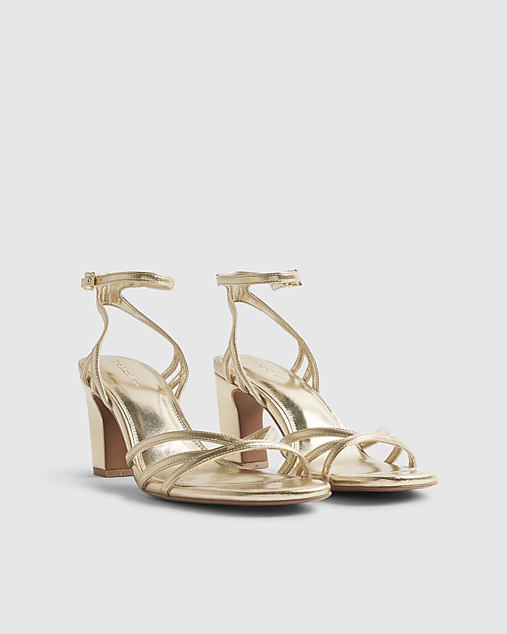 Gold Caged Sandal Heels