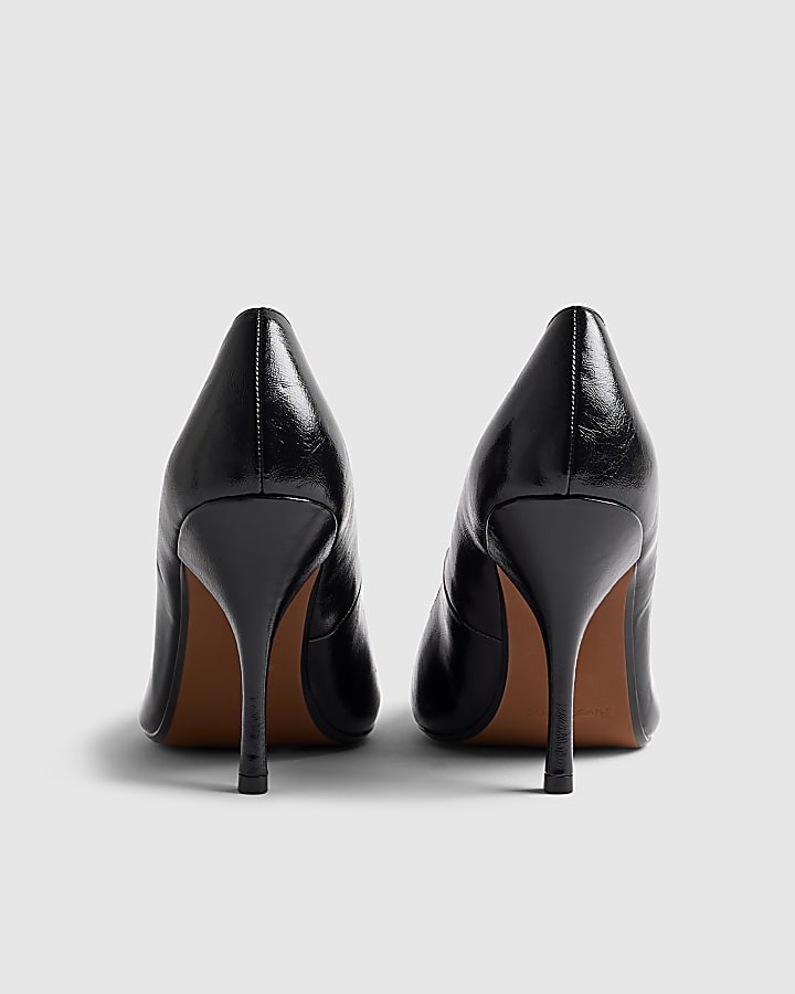 Black Long Chisel Toe Court Heels