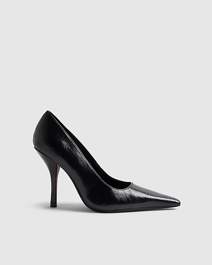 Black Long Chisel Toe Court Heels