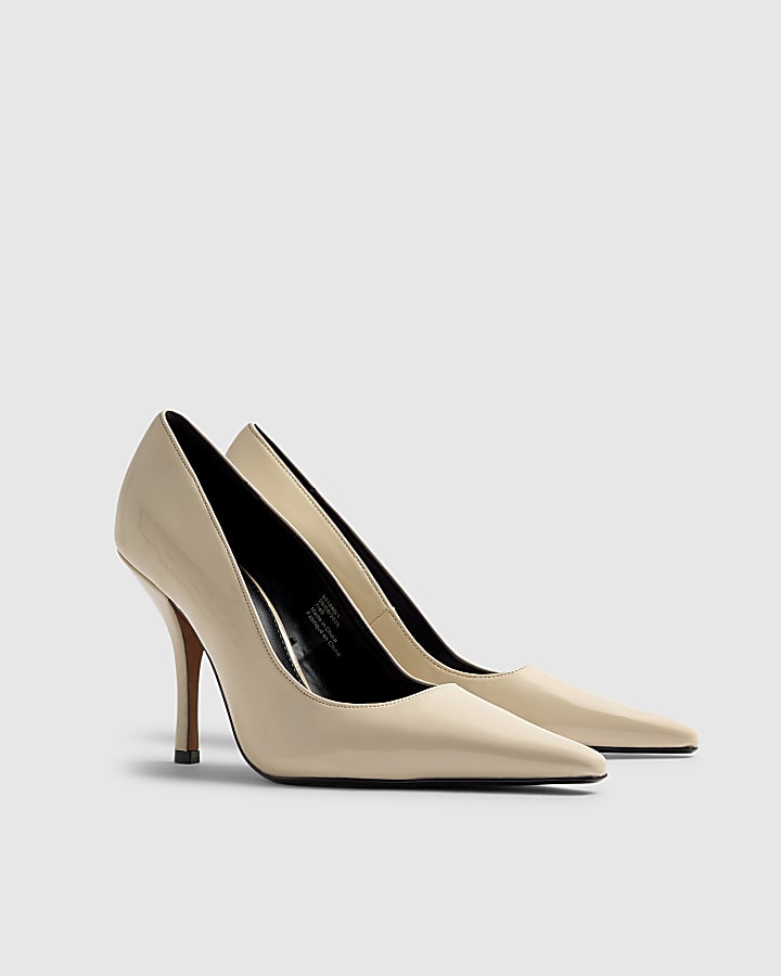 Cream Patent Court Heels