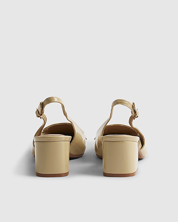 Beige Buckle Loafer Slingback Court Heels