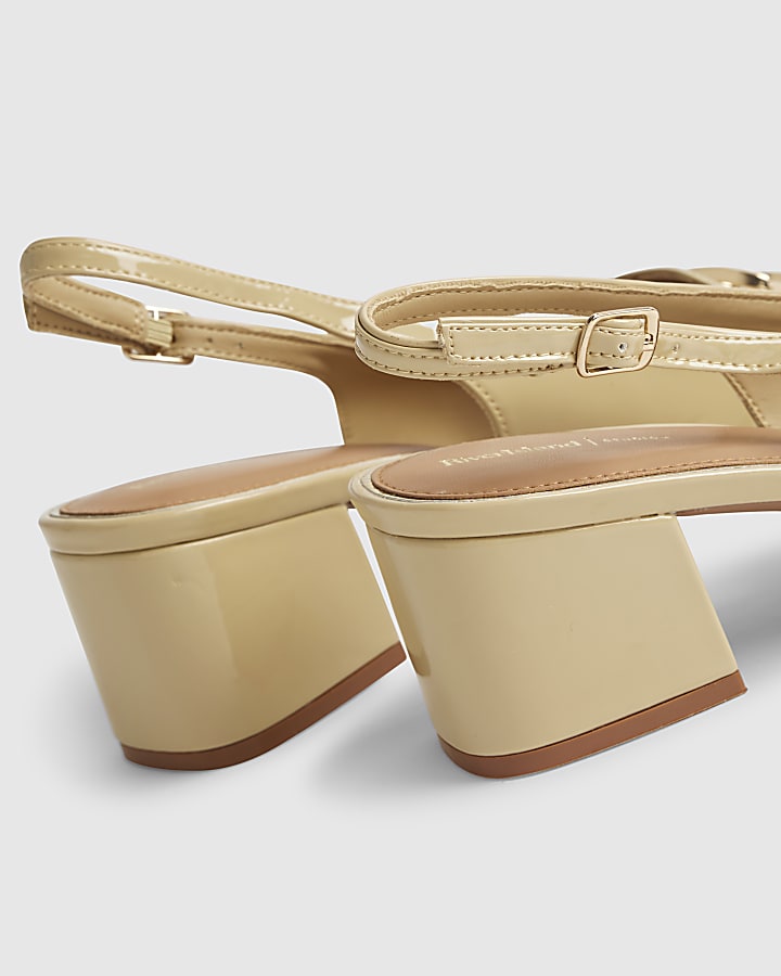 Beige Buckle Loafer Slingback Court Heels