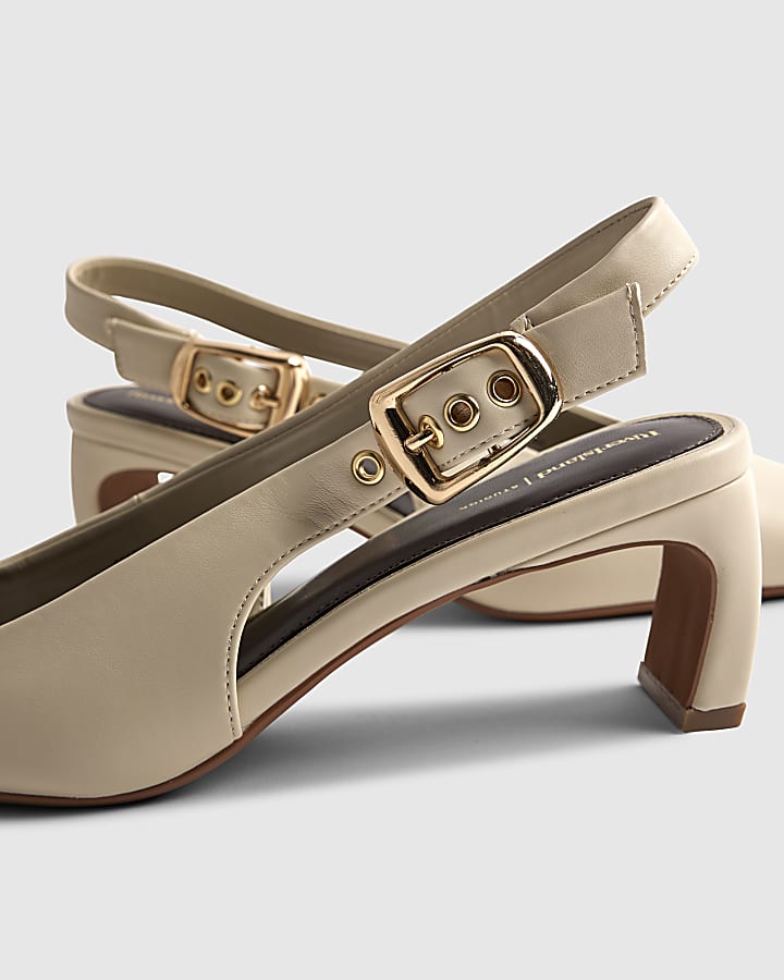 Cream Chisel Toe Slingback Court Heels