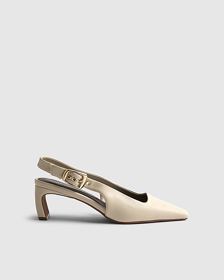 Cream Chisel Toe Slingback Court Heels
