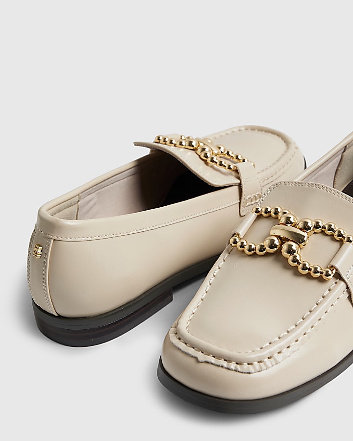 Cream Gold Trim Loafers