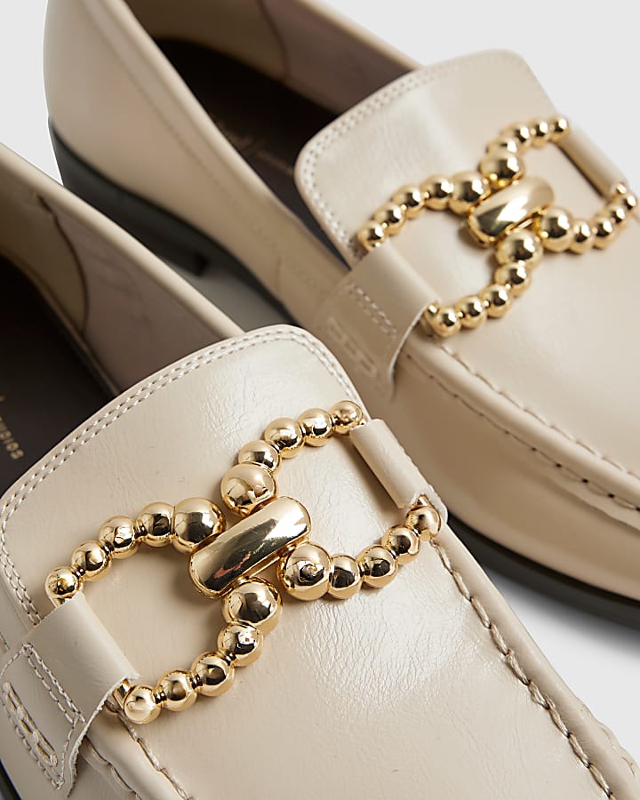 Cream Gold Trim Loafers