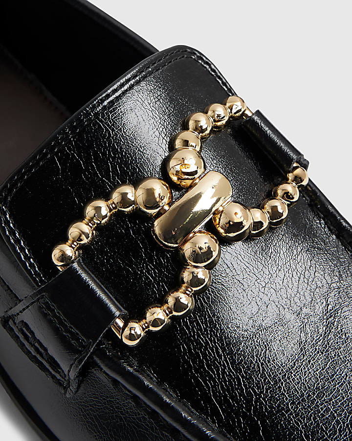 Black Gold Trim Loafers