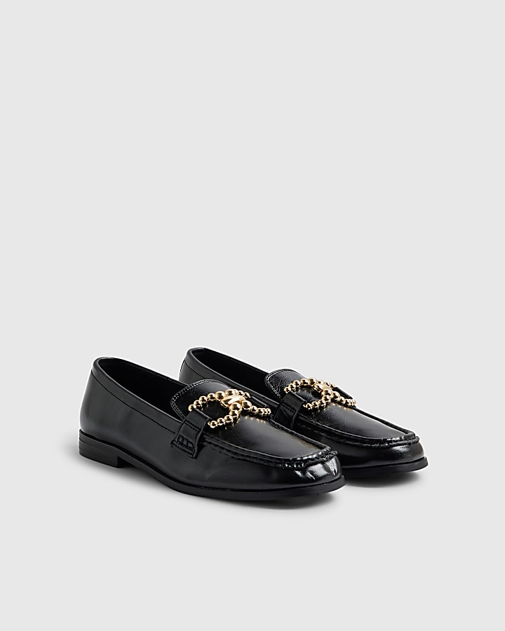 Black Gold Trim Loafers