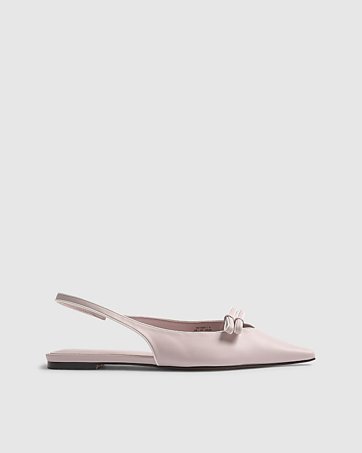 Pink Double Bow Sling Back Flat Shoes