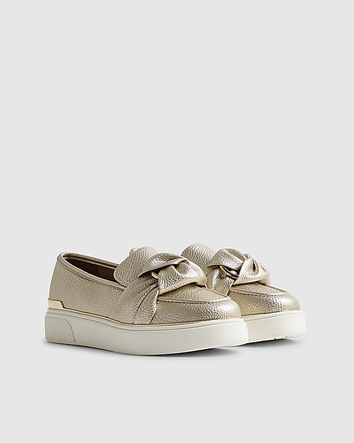 Gold Ring Twist Slip On Trainers