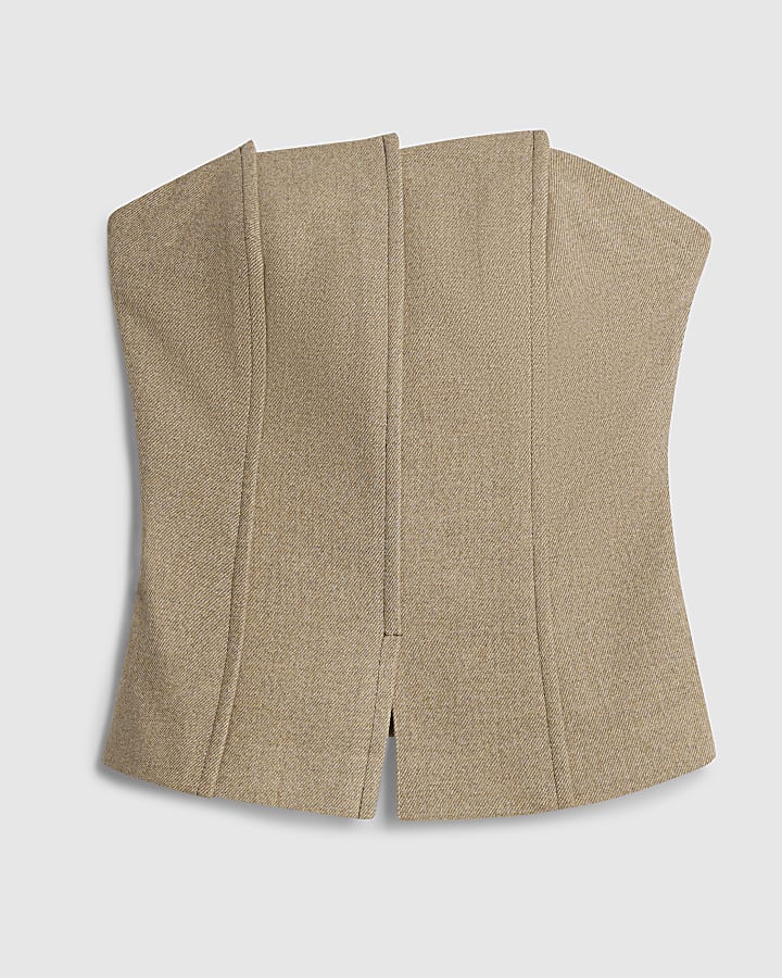 RI Studio Beige Structured Bandeau Top