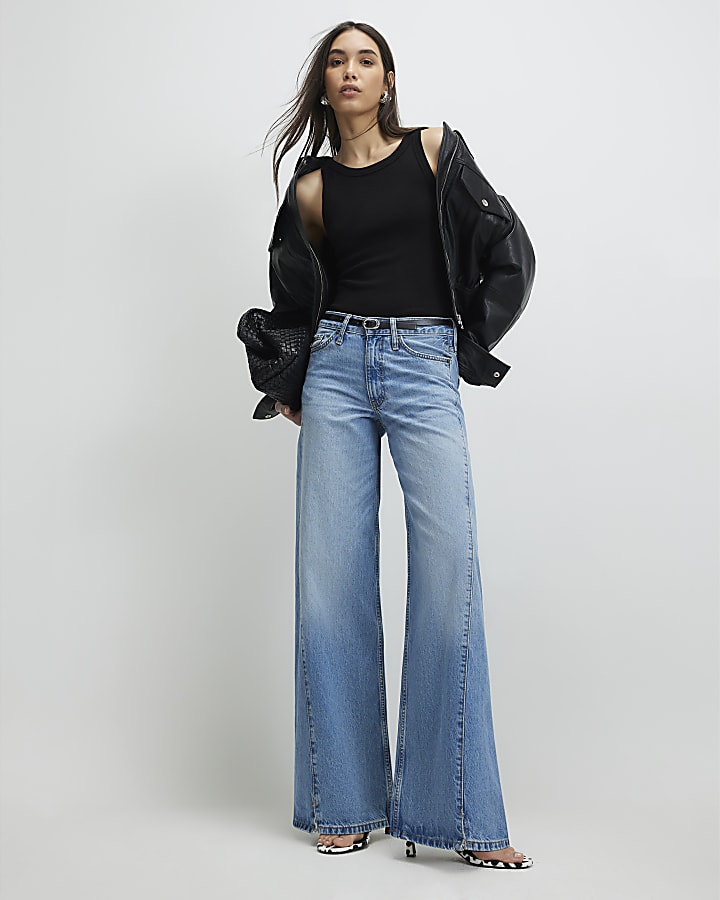 Black Sleeveless Ribbed Tank Top