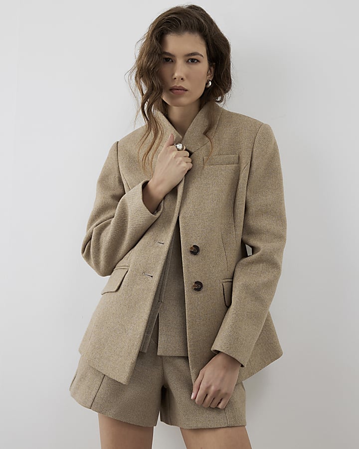 RI Studio Beige High Collar Blazer