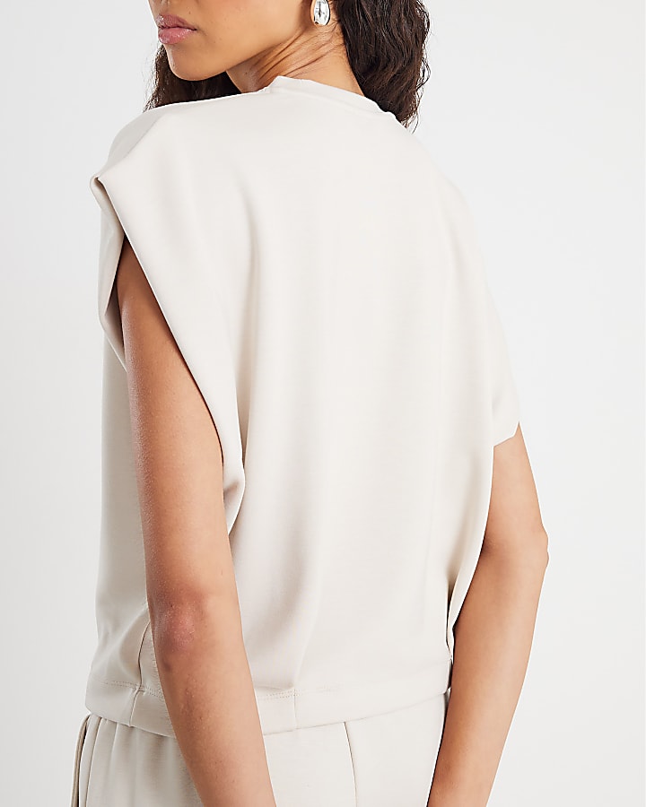 Cream Grown On Sleeve Pleat Top