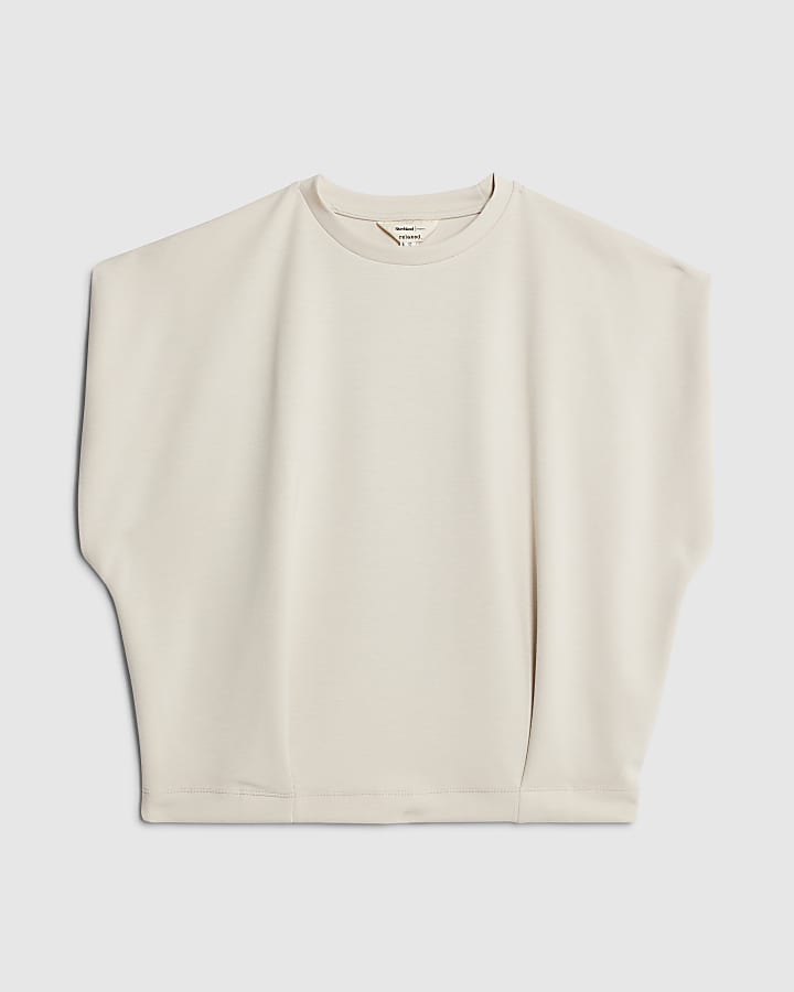Cream Grown On Sleeve Pleat Top